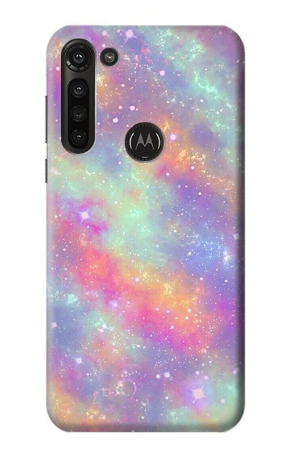 S3706 Arc-en-ciel pastel Galaxy Pink Sky Etui Coque Housse pour Motorola Moto G8 Power