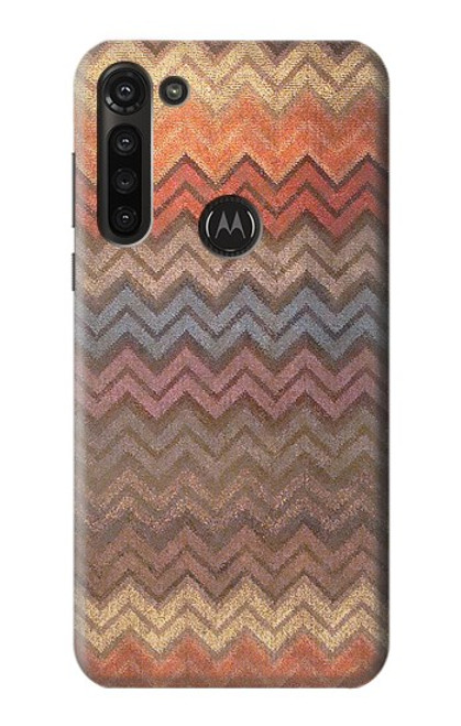 S3752 Motif de tissu en zigzag imprimé graphique Etui Coque Housse pour Motorola Moto G8 Power