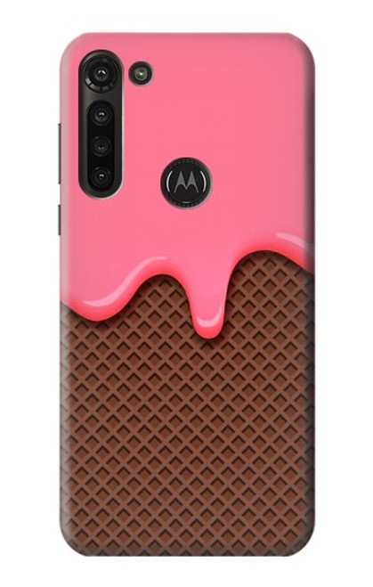 S3754 Cornet de crème glacée à la fraise Etui Coque Housse pour Motorola Moto G8 Power