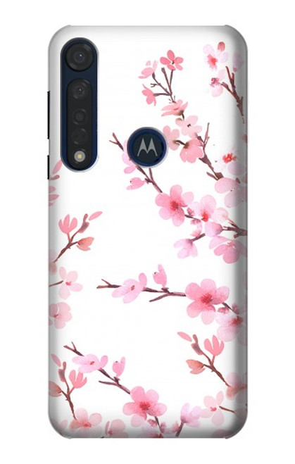 S3707 Fleur de cerisier rose fleur de printemps Etui Coque Housse pour Motorola Moto G8 Plus