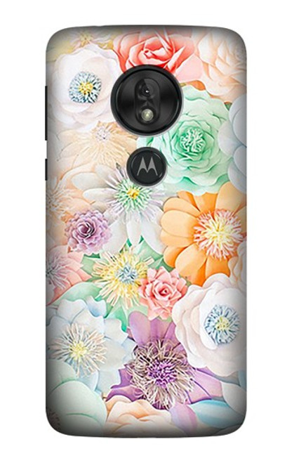 S3705 Fleur florale pastel Etui Coque Housse pour Motorola Moto G7 Play