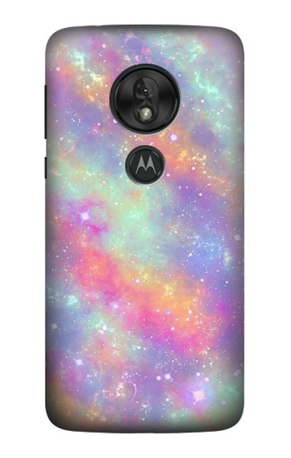 S3706 Arc-en-ciel pastel Galaxy Pink Sky Etui Coque Housse pour Motorola Moto G7 Play