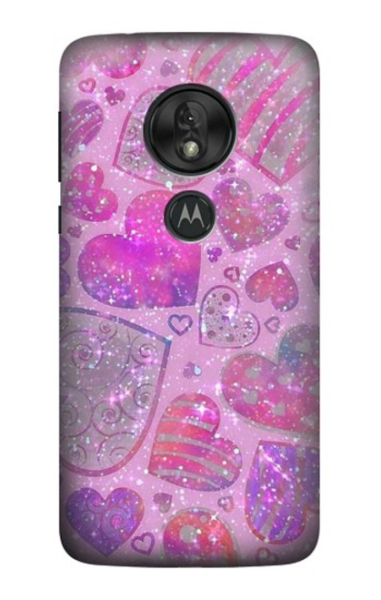 S3710 Coeur d'amour rose Etui Coque Housse pour Motorola Moto G7 Play