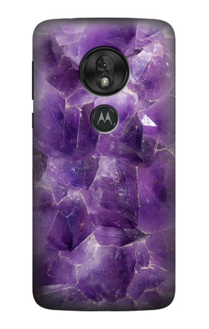 S3713 Graphique violet améthyste à quartz imprimé Etui Coque Housse pour Motorola Moto G7 Play