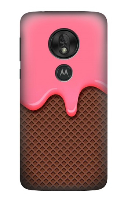 S3754 Cornet de crème glacée à la fraise Etui Coque Housse pour Motorola Moto G7 Play