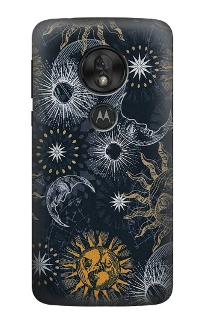 S3702 Lune et soleil Etui Coque Housse pour Motorola Moto G7 Power