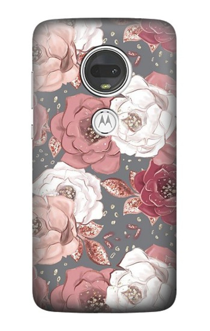 S3716 Motif floral rose Etui Coque Housse pour Motorola Moto G7, Moto G7 Plus