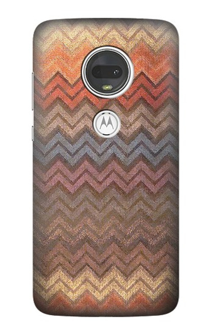 S3752 Motif de tissu en zigzag imprimé graphique Etui Coque Housse pour Motorola Moto G7, Moto G7 Plus