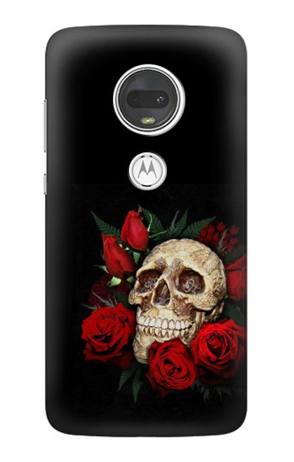 S3753 Roses de crâne gothique sombre Etui Coque Housse pour Motorola Moto G7, Moto G7 Plus