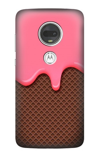 S3754 Cornet de crème glacée à la fraise Etui Coque Housse pour Motorola Moto G7, Moto G7 Plus