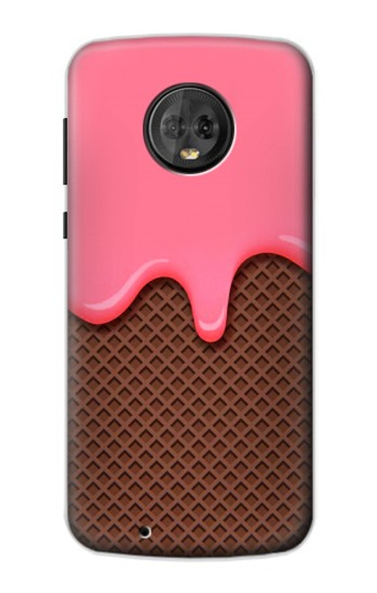 S3754 Cornet de crème glacée à la fraise Etui Coque Housse pour Motorola Moto G6
