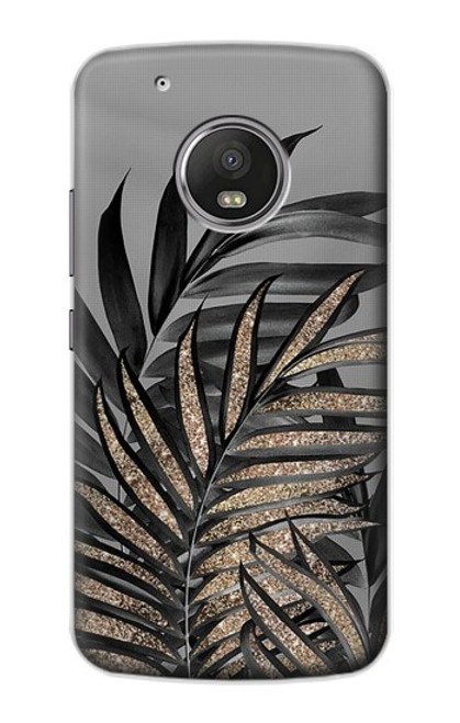 S3692 Feuilles de palmier gris noir Etui Coque Housse pour Motorola Moto G5 Plus