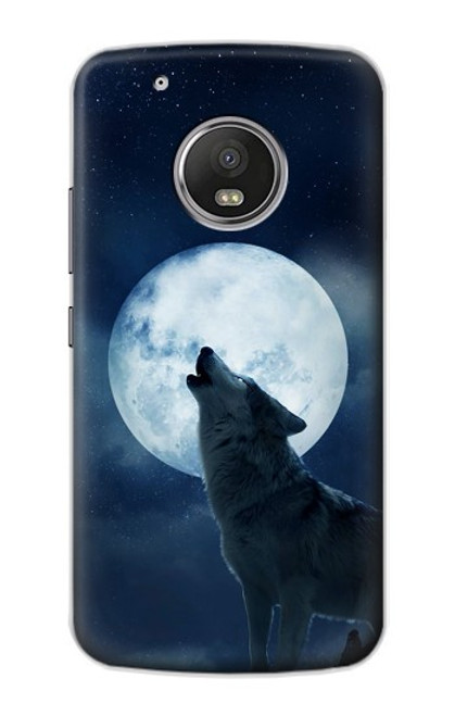 S3693 Pleine lune du loup blanc sinistre Etui Coque Housse pour Motorola Moto G5 Plus