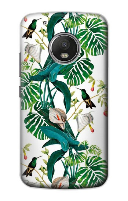 S3697 Oiseaux de la vie des feuilles Etui Coque Housse pour Motorola Moto G5 Plus