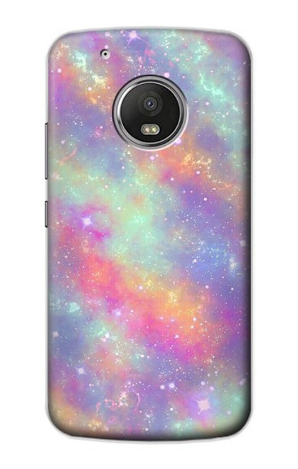 S3706 Arc-en-ciel pastel Galaxy Pink Sky Etui Coque Housse pour Motorola Moto G5 Plus