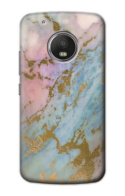 S3717 Imprimé graphique en marbre bleu pastel or rose Etui Coque Housse pour Motorola Moto G5 Plus