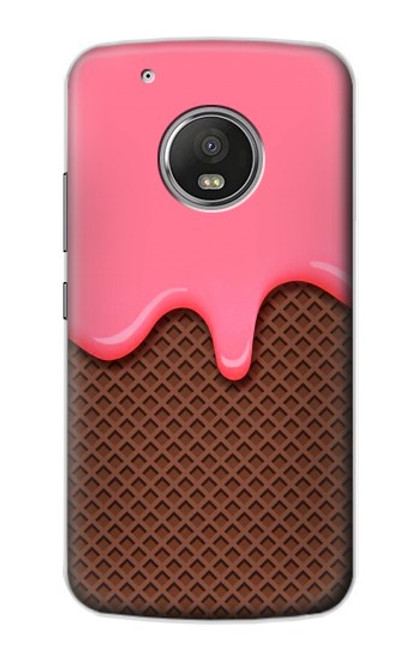 S3754 Cornet de crème glacée à la fraise Etui Coque Housse pour Motorola Moto G5 Plus