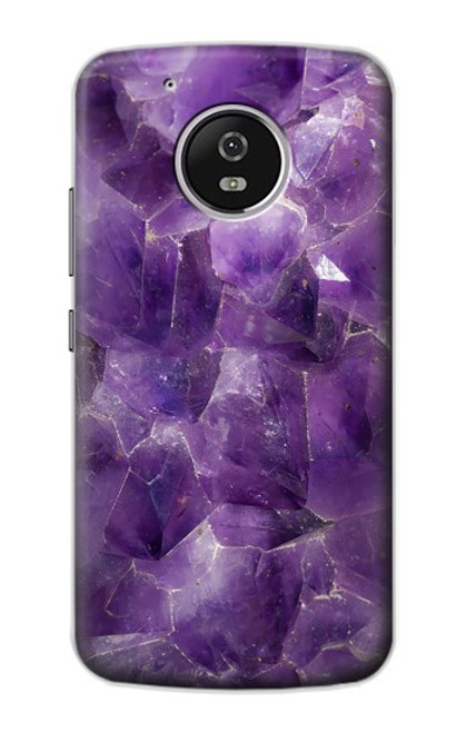 S3713 Graphique violet améthyste à quartz imprimé Etui Coque Housse pour Motorola Moto G5