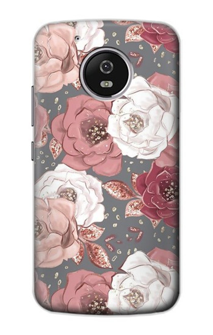 S3716 Motif floral rose Etui Coque Housse pour Motorola Moto G5
