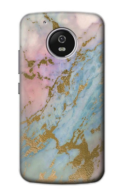 S3717 Imprimé graphique en marbre bleu pastel or rose Etui Coque Housse pour Motorola Moto G5