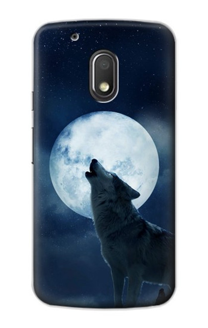 S3693 Pleine lune du loup blanc sinistre Etui Coque Housse pour Motorola Moto G4 Play