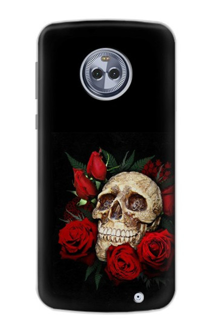 S3753 Roses de crâne gothique sombre Etui Coque Housse pour Motorola Moto X4