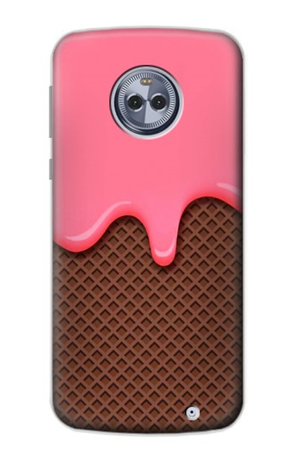 S3754 Cornet de crème glacée à la fraise Etui Coque Housse pour Motorola Moto X4