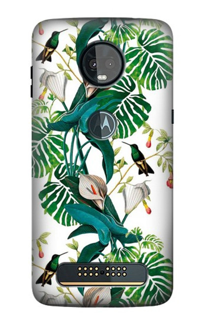 S3697 Oiseaux de la vie des feuilles Etui Coque Housse pour Motorola Moto Z3, Z3 Play