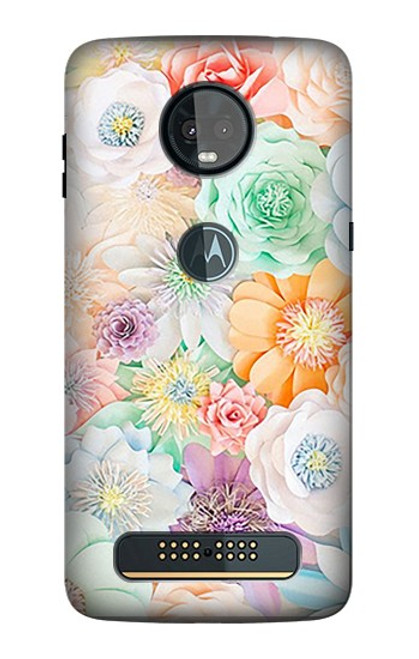 S3705 Fleur florale pastel Etui Coque Housse pour Motorola Moto Z3, Z3 Play