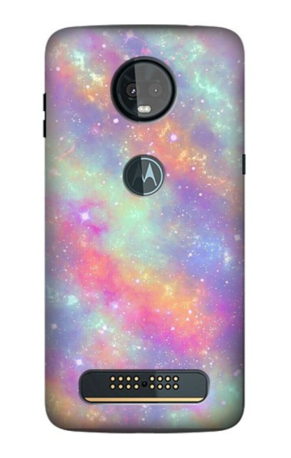 S3706 Arc-en-ciel pastel Galaxy Pink Sky Etui Coque Housse pour Motorola Moto Z3, Z3 Play