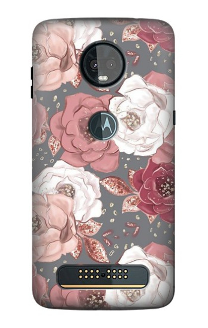 S3716 Motif floral rose Etui Coque Housse pour Motorola Moto Z3, Z3 Play