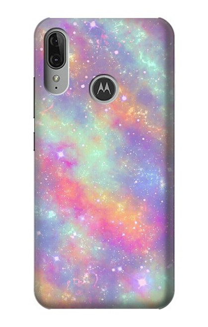 S3706 Arc-en-ciel pastel Galaxy Pink Sky Etui Coque Housse pour Motorola Moto E6 Plus, Moto E6s