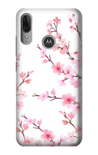 S3707 Fleur de cerisier rose fleur de printemps Etui Coque Housse pour Motorola Moto E6 Plus, Moto E6s