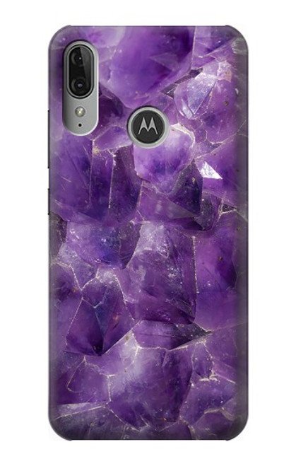 S3713 Graphique violet améthyste à quartz imprimé Etui Coque Housse pour Motorola Moto E6 Plus, Moto E6s