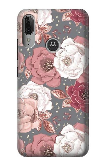 S3716 Motif floral rose Etui Coque Housse pour Motorola Moto E6 Plus, Moto E6s