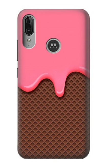 S3754 Cornet de crème glacée à la fraise Etui Coque Housse pour Motorola Moto E6 Plus, Moto E6s