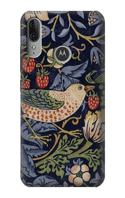 S3791 William Morris Strawberry Thief Fabric Etui Coque Housse pour Motorola Moto E6 Plus, Moto E6s