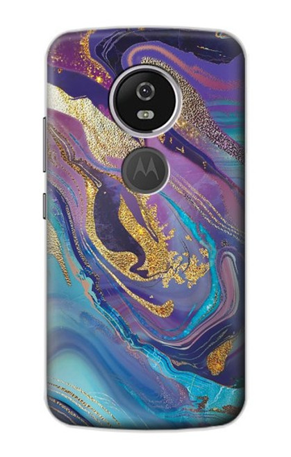 S3676 Pierre de marbre abstraite colorée Etui Coque Housse pour Motorola Moto E5 Plus