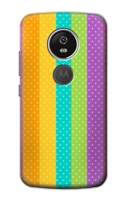 S3678 Vertical arc-en-ciel coloré Etui Coque Housse pour Motorola Moto E5 Plus