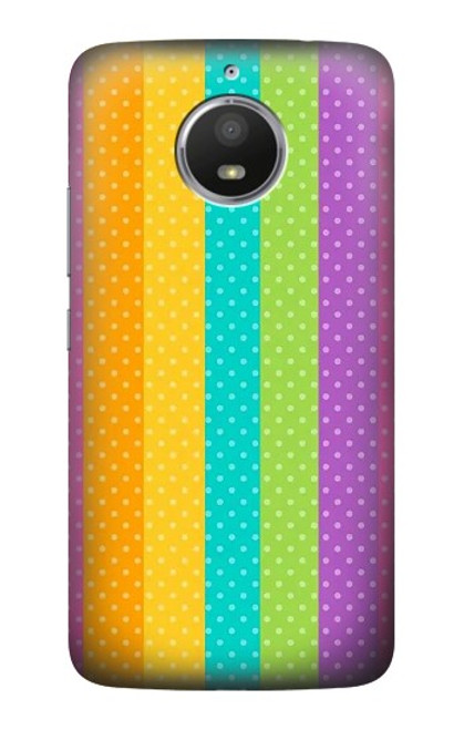 S3678 Vertical arc-en-ciel coloré Etui Coque Housse pour Motorola Moto E4 Plus