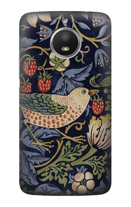 S3791 William Morris Strawberry Thief Fabric Etui Coque Housse pour Motorola Moto E4 Plus