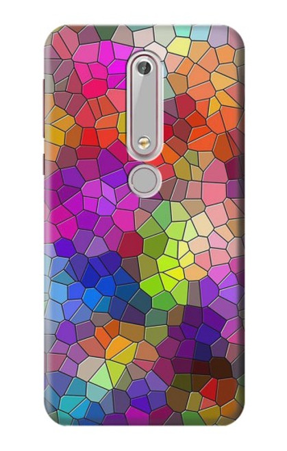 S3677 Mosaïques de briques colorées Etui Coque Housse pour Nokia 6.1, Nokia 6 2018