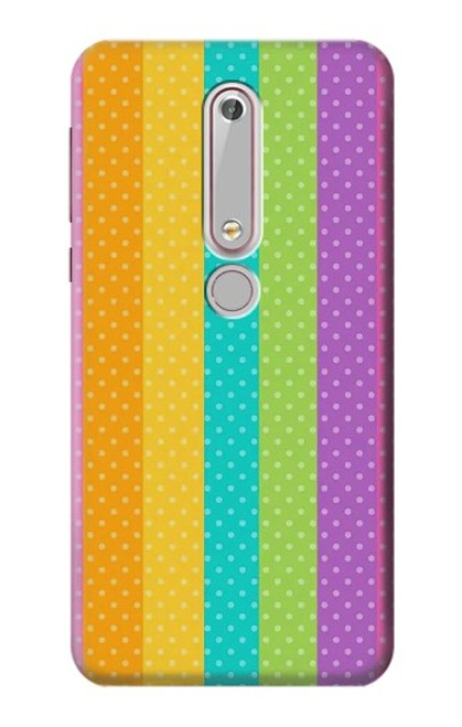 S3678 Vertical arc-en-ciel coloré Etui Coque Housse pour Nokia 6.1, Nokia 6 2018