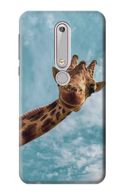 S3680 Girafe de sourire mignon Etui Coque Housse pour Nokia 6.1, Nokia 6 2018