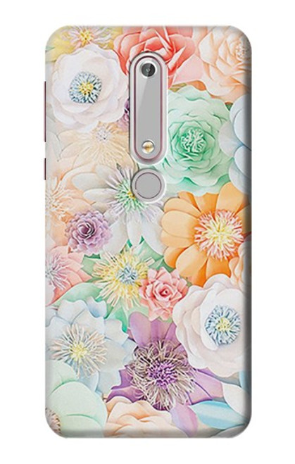 S3705 Fleur florale pastel Etui Coque Housse pour Nokia 6.1, Nokia 6 2018
