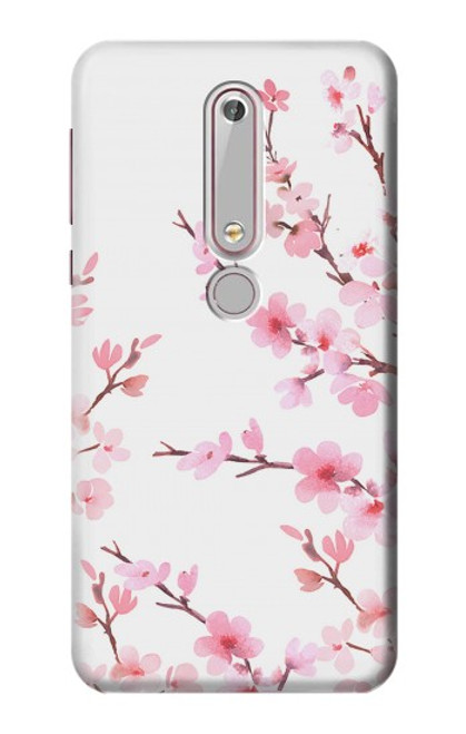 S3707 Fleur de cerisier rose fleur de printemps Etui Coque Housse pour Nokia 6.1, Nokia 6 2018