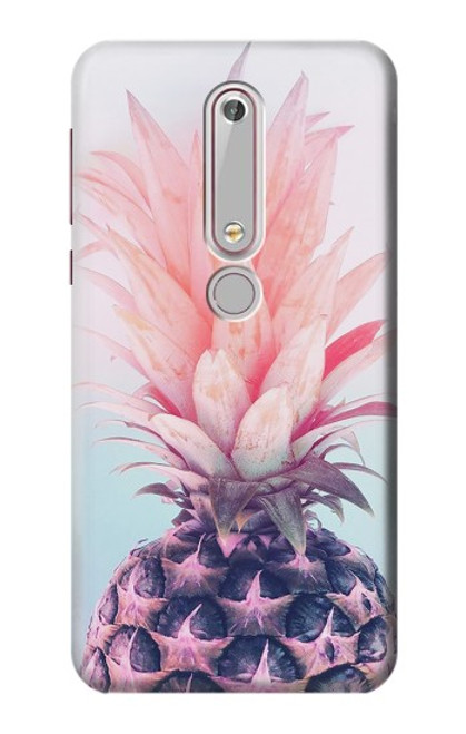 S3711 Ananas rose Etui Coque Housse pour Nokia 6.1, Nokia 6 2018
