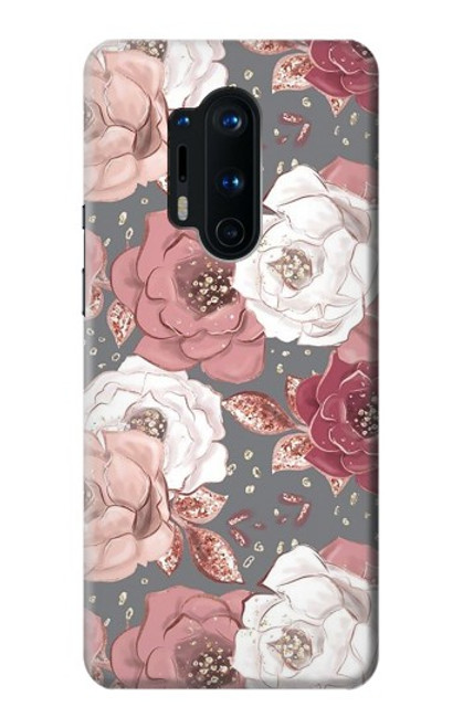 S3716 Motif floral rose Etui Coque Housse pour OnePlus 8 Pro