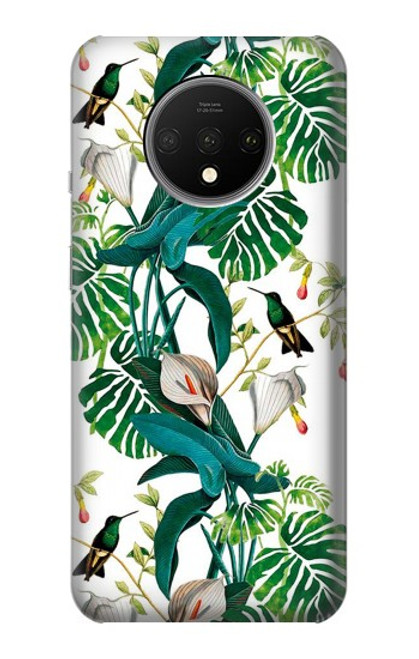 S3697 Oiseaux de la vie des feuilles Etui Coque Housse pour OnePlus 7T