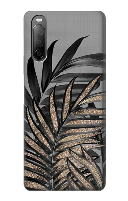 S3692 Feuilles de palmier gris noir Etui Coque Housse pour Sony Xperia 10 II